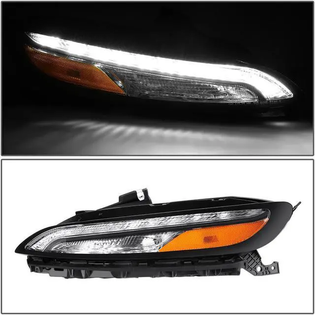 Alt view image 4 of 7 - For 2014 to 2018 Jeep Cherokee 4Pcs Factory Style Halogen Projector Headlights and LED DRL Signal Lamps Black/Amber 15 16 17