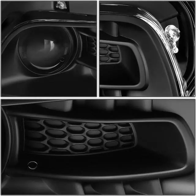 Alt view image 6 of 7 - For 2014 to 2018 Jeep Cherokee 4Pcs Factory Style Halogen Projector Headlights and LED DRL Signal Lamps Black/Amber 15 16 17