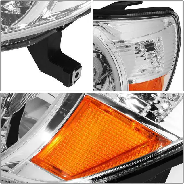 Alt view image 4 of 4 - DNA Motoring HL-OH-TTAC05-CH-AM For 2005 to 2011 Toyota Tacoma Chrome Housing Amber Corner Headlight Headlamps 06 07 08 09 10 Left + Right