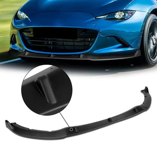 Alt view image 5 of 5 - For 2016 to 2021 Mazda MX-5 Miata 3Pcs Matte Black Finish MP Style Car Front Bumper Lips Guard Body Kit 17 18 19 20