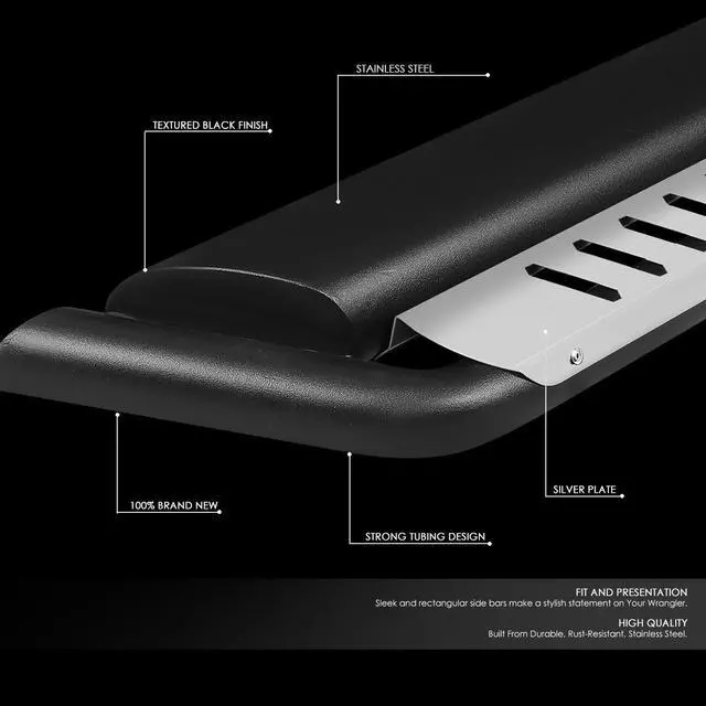 Alt view image 2 of 6 - For 2018 to 2021 Jeep Wrangler JL Unlimited 4-Door Pair Oval Side Step Nerf Bar Running Boards with Silver Dropped Step Plate 19