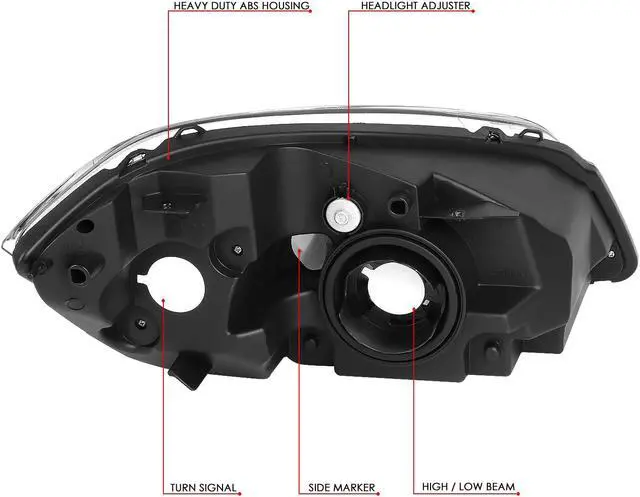 Alt view image 11 of 12 - DNA Motoring HL-OH-027-BK-CL1 For 2005 to 2010 Chevy Cobalt Pontiac G5 Pursuit OE Style Headlight Black Housing Clear Corner Headlamp 06 07 08 09 Left + Right