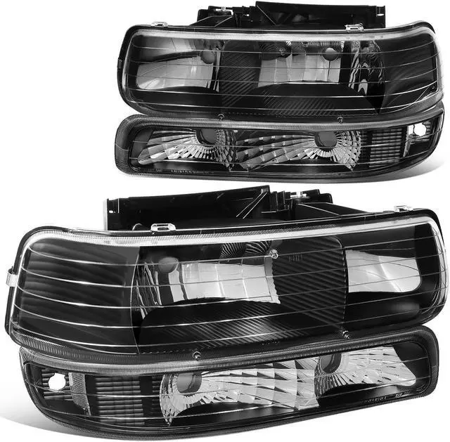 Main image of DNA Motoring HL-OH-CS99-4P-BK-CL1 For 1999 to 2006 Chevy Silverado Tahoe 4Pcs Headlight + Bumper Lamps Black Housing - GMT800 00 01 02 03 04 05 Left + Right