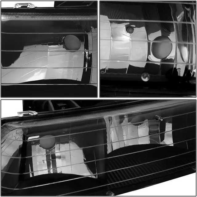 Alt view image 3 of 7 - DNA Motoring HL-OH-CS99-4P-BK-CL1 For 1999 to 2006 Chevy Silverado Tahoe 4Pcs Headlight + Bumper Lamps Black Housing - GMT800 00 01 02 03 04 05 Left + Right