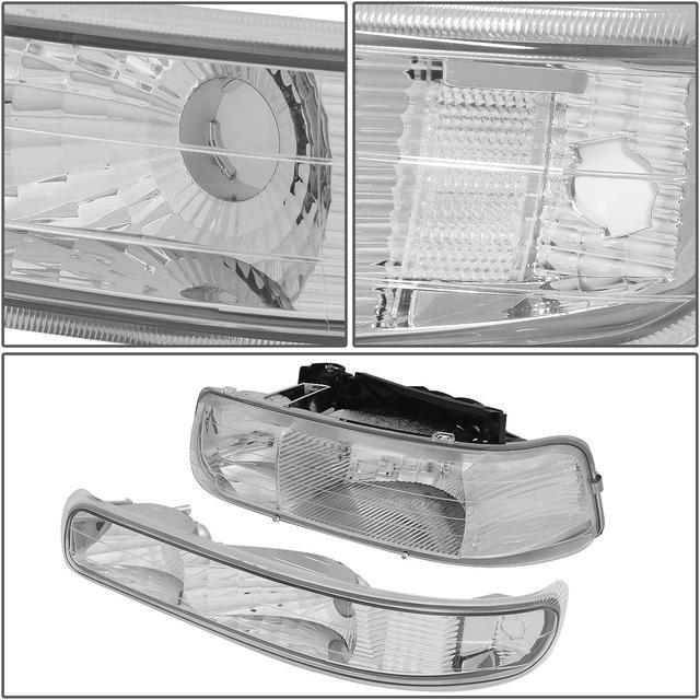 Alt view image 4 of 7 - DNA Motoring HL-OH-CS99-4P-CH-CL1 For 1999 to 2006 Chevy Silverado Tahoe 4Pcs Headlight + Bumper Lamps Chrome Housing - GMT800 00 01 02 03 04 05 Left + Right