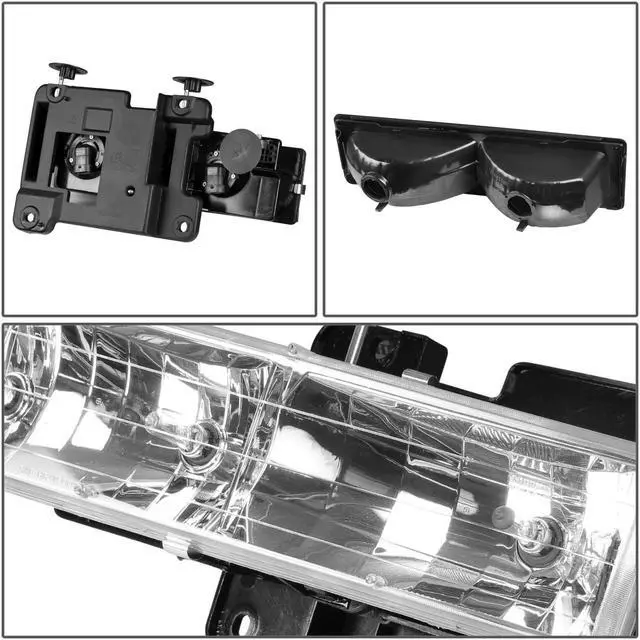 Alt view image 2 of 5 - DNA Motoring HL-OH-C10-CH For 1988 to 1998 Chevy GMC C/K-Series/Blazer Tahoe Yukon Headlight Chrome Housing Headlamp GMT400 89 90 91 92 93 94 95 96 97
