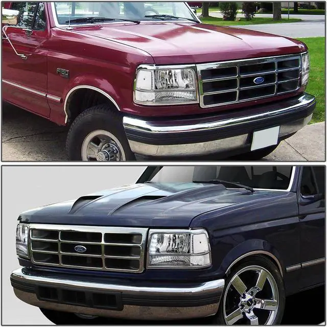 Alt view image 5 of 5 - DNA Motoring HL-OH-F15092-6P-LED-CH-CL1 For 1992 to 1996 Ford F150 F250 F350 Bronco 6Pcs LED DRL Headlight+Corner/Side Marker Lamps Chrome/Clear 5 Gen 93 94 95 Left + Right