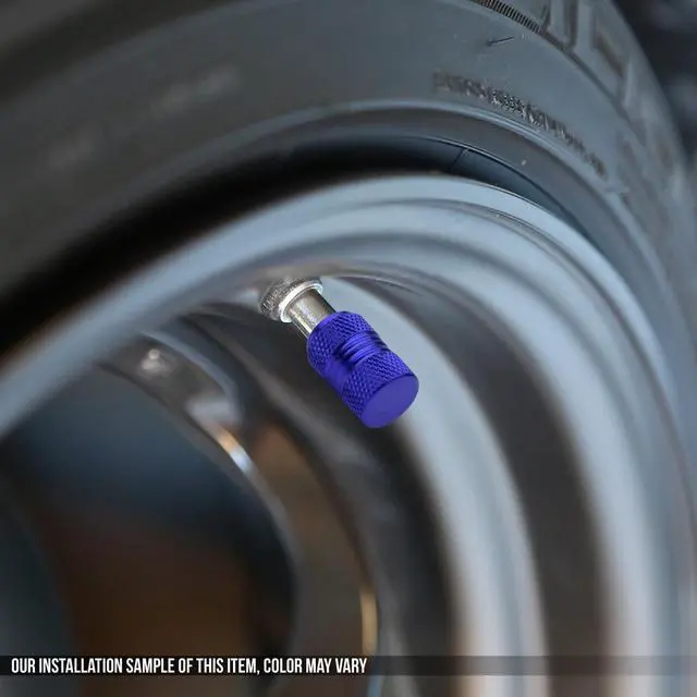 Alt view image 5 of 5 - DNA Motoring VCAP-ZTL-9009-BL 17mm Knurled Style Anodized Aluminum Blue Tire Valve Stem Caps (Pack of 4)