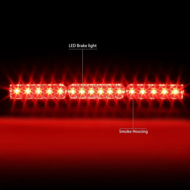 Alt view image 2 of 6 - DNA Motoring 3BL-F15097-LED-T2-SM For 1997 to 2005 Ford F150 F250 Excursion LED 3rd Third Tail Brake Light Rear Stop Lamp Smoked Housing 98 99 00 01 02 03 04