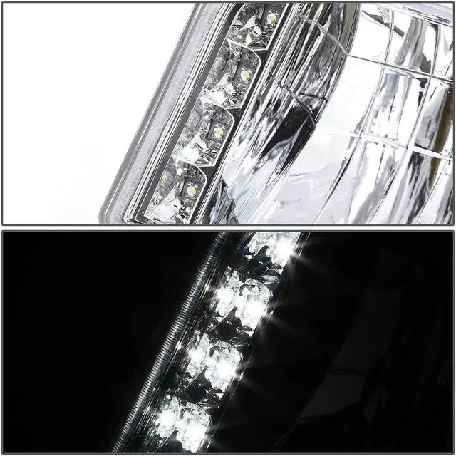 Alt view image 3 of 5 - DNA Motoring HL-OH-F15092-6P-LED-CH-CL1 For 1992 to 1996 Ford F150 F250 F350 Bronco 6Pcs LED DRL Headlight+Corner/Side Marker Lamps Chrome/Clear 5 Gen 93 94 95 Left + Right