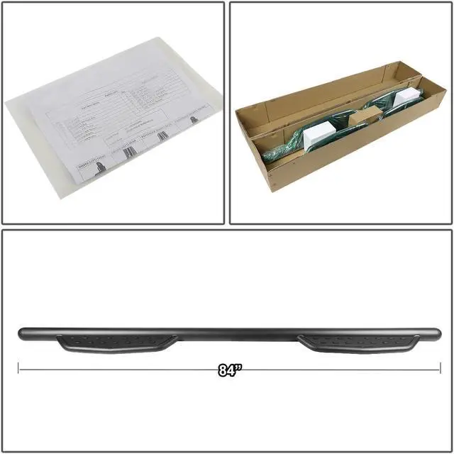 Alt view image 4 of 6 - DNA Motoring STEPB-GBP-013 For 2005 to 2020 Toyota Tacoma Crew Cab Aluminum 3" Side Nerf Bar Running Board W/Downpipe Step Left+Right 06 07 08 09 10 11 12