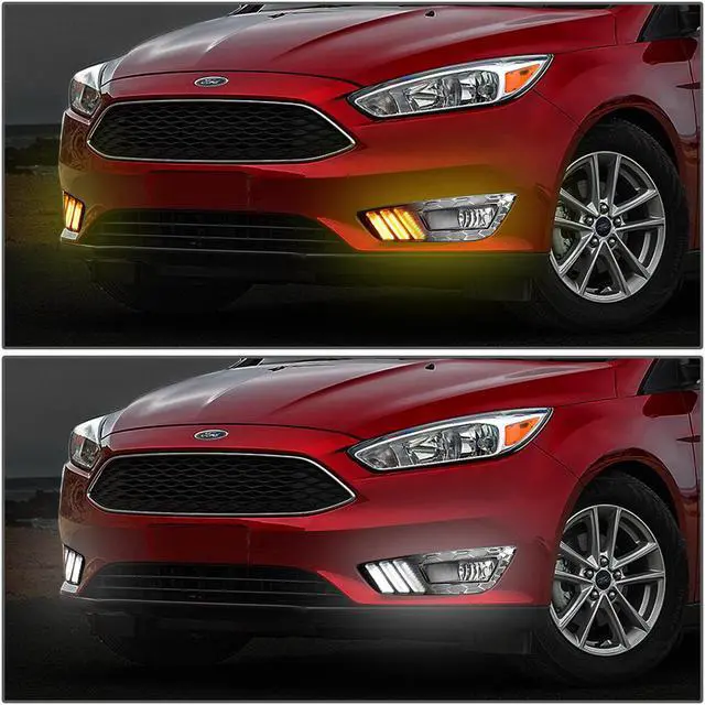Alt view image 5 of 6 - DNA Motoring FL-FF16-CH-W For 2015 to 2017 Ford Focus LED DRL Fog Lights + Build-in Turn Signal + Wiring Harness + Chrome Bezel Clear Lens 16