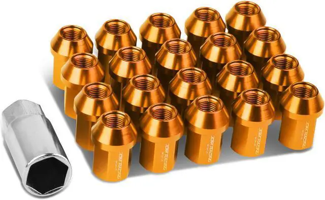 Main image of DNA Motoring LN-ZTL-9018-125-OR 20-Piece M12 x 1.25 Aluminum Alloy Wheel Lug Nuts + Deep Drive Extension (Orange)