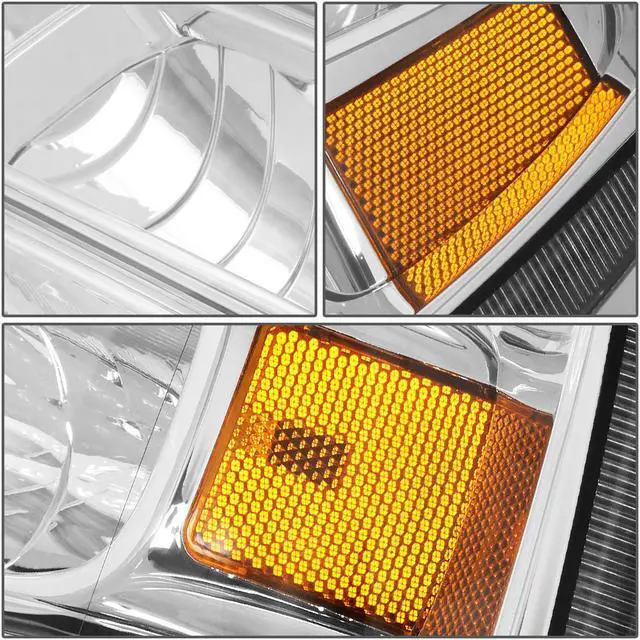 Alt view image 4 of 7 - DNA Motoring HL-OH-FSUPER05-CH-AM For 2005 to 2007 Ford F250 F350 F450 F550 Super Duty Headlight Chrome Housing Clear Corner Headlamp 06 Left + Right