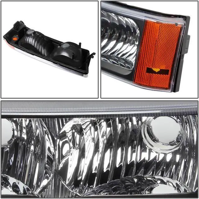 Alt view image 2 of 5 - DNA Motoring BL-CS03-2P-BK-AM BLACK HOUSING CLEAR BUMPER LIGHT+CORNER SIGNAL SET FOR 03-07 SILVERADO/AVALANCHE