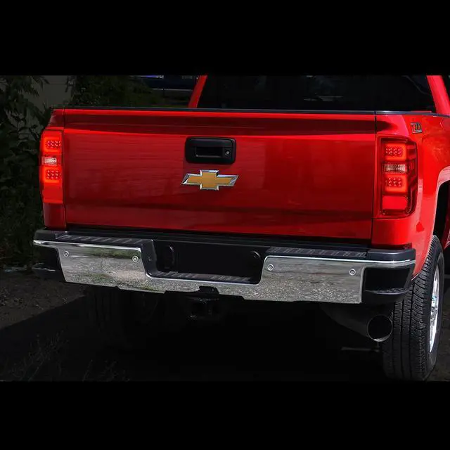 Alt view image 7 of 7 - DNA Motoring TL-CSIL15-LED-RD3D-CH-RD For 2014-2019 Chevy Silverado / GMC Sierra 1500 2500 3500 HD Red 3D LED Light Bar Tail Lights ( Chrome Housing Red lens )