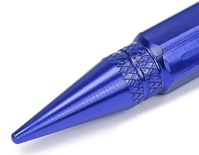 Alt view image 4 of 5 - DNA Motoring VCAP-ZTL-9006-BL 60mm Anodized Aluminum Spike Style Blue Tire Valve Stem Caps (Pack of 4)