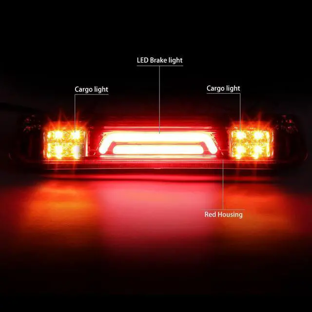 Alt view image 2 of 6 - DNA Motoring 3BL-F15004-3D-LED-RD For 2004 to 2010 Ford F150 Explorer Sport Trac Lincoln Mark LT 3D LED Bar 3rd Third Tail Brake Light w/Cargo Lamp Red Housing 05 06 07 08 09