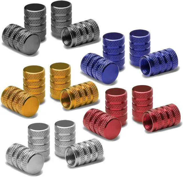 Main image of DNA Motoring VCAP-RT-159-RD Alloy Coated Thread Aluminum Red Chrome Tire Valve Stem Caps (Pack of 4)