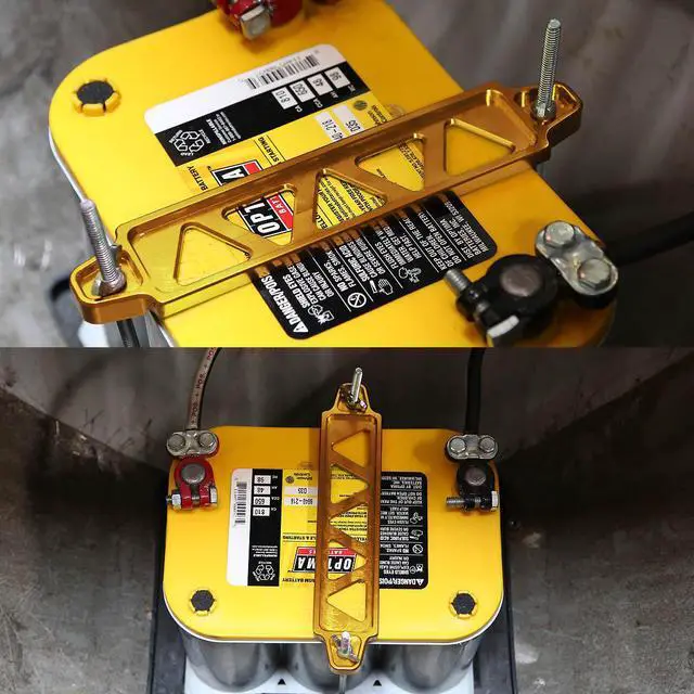 Main image of DNA Motoring BATT-LONG-GD 190mm/220mm Billet Aluminum Battery Tie Down Mount Bracket (Gold)