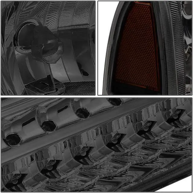 Alt view image 3 of 6 - DNA Motoring HL-HPL-FSUP99-SM-AM For 1999 to 2004 Ford F250 F350 Super Duty Bumper+LED Turn Signal Headlight Smoked Housing Amber Corner Headlamp 00 01 02 03 Excursion