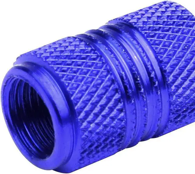 Alt view image 2 of 5 - DNA Motoring VCAP-ZTL-9009-BL 17mm Knurled Style Anodized Aluminum Blue Tire Valve Stem Caps (Pack of 4)