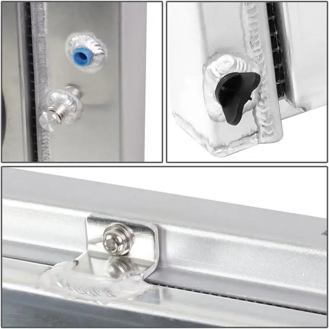 Alt view image 4 of 5 - For 85-16 Buick / Cadillac / Chevy / GMC 3-Row Tri-Core Aluminum Radiator + 12V Fan Shroud 06 07 08 09 10 11 12 13 14 15