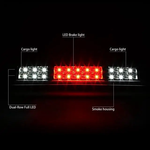Alt view image 2 of 6 - DNA Motoring 3BL-F15004-LED-BK-SM For 2004 to 2010 Ford F150 Explorer Sport Trac Lincoln Mark LT LED 3rd Third Tail Brake Light w/Cargo Lamp Smoked Lens 05 06 07 08 09