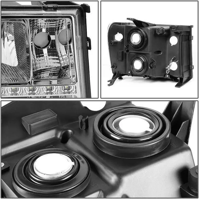 Alt view image 6 of 6 - DNA Motoring HL-LED-GMCSIE07-CH-AM For 2007 to 2013 GMC Sierra 1500 2500 3500 LED DRL Light Bar Headlight Chrome Housing Amber Corner Headlamp 08 09 10 11 12 Left + Right