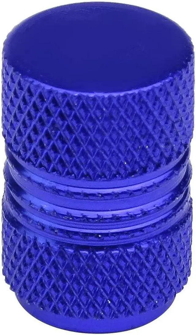 Alt view image 3 of 5 - DNA Motoring VCAP-ZTL-9009-BL 17mm Knurled Style Anodized Aluminum Blue Tire Valve Stem Caps (Pack of 4)
