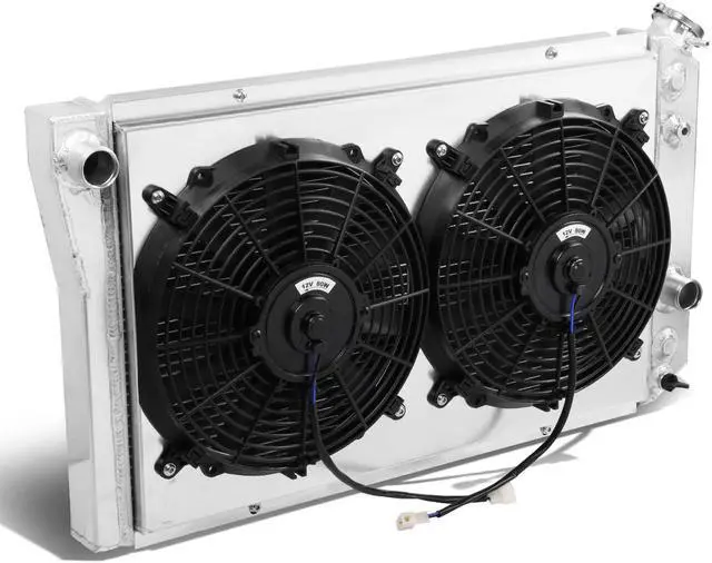 Main image of DNA Motoring RA+FS-S10V882-3 For 84-90 Chevy Corvette 3-Row Dual-Core Aluminum Radiator + 12V Fan Shroud 85 86 87 88 89