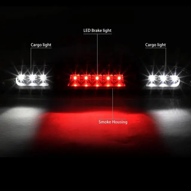 Alt view image 2 of 6 - DNA Motoring 3BL-F15015-LED-BK-SM For 2015 to 2020 Ford F150/F250-550 Super Duty High Mount LED 3rd Third Tail Brake Light w/Cargo lamp Tinted Housing 16 17 18 19