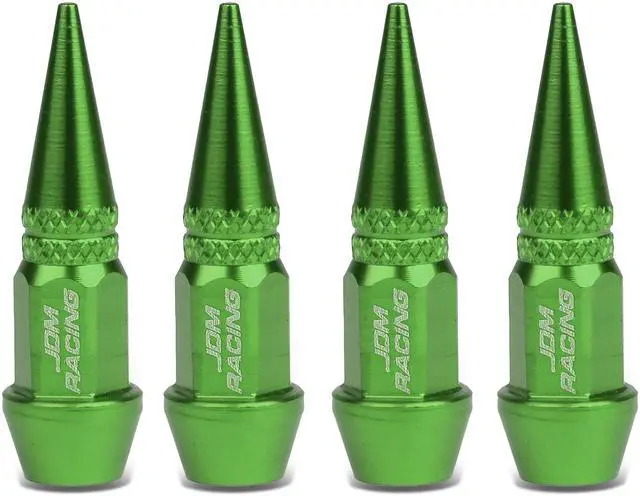 Main image of DNA Motoring VCAP-ZTL-9007-GN 45mm Anodized Aluminum Spike Style Green Tire Valve Stem Caps (Pack of 4)