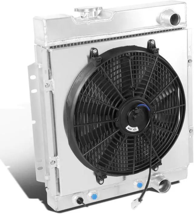 Main image of DNA Motoring RA+FS-FM64-3 For 64-66 Ford Mustang Base I6 V8 / Shelby GT-350H 3-Row Tri-Core Aluminum Radiator + 12V Fan Shroud 65