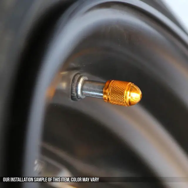 Alt view image 4 of 4 - DNA Motoring VCAP-RT-108-GD Alloy Coated Thread Aluminum Gold Chrome Tire Valve Stem Caps (Pack of 4)