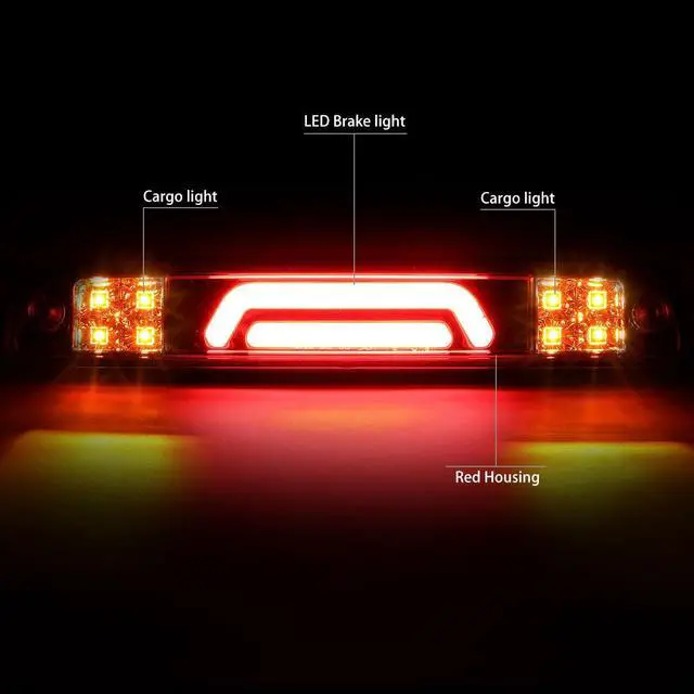 Alt view image 2 of 6 - DNA Motoring 3BL-FSPRAN99-3D-LED-RD For 1993 to 2016 Ford Super Duty Ranger Mazda B-Series 3D LED Bar 3rd Third Tail Brake Light Cargo Lamp Red Housing 94 95 96 97 98 99 00 11 12 13 14 15