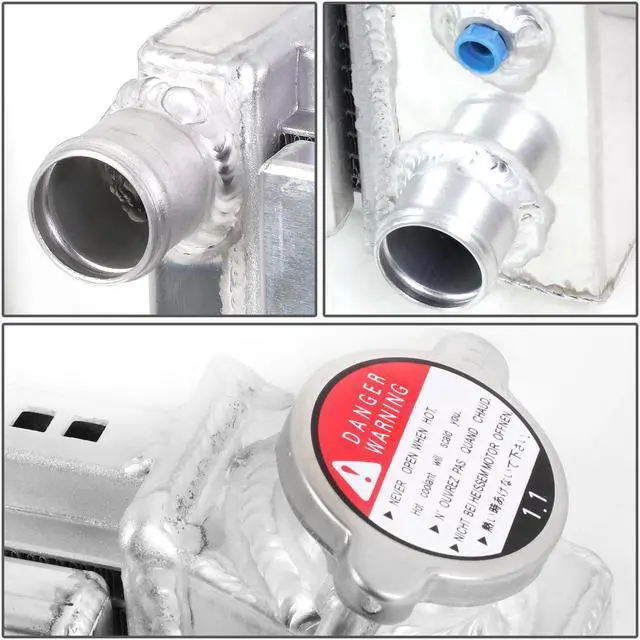 Alt view image 3 of 5 - For 85-16 Buick / Cadillac / Chevy / GMC 3-Row Tri-Core Aluminum Radiator + 12V Fan Shroud 06 07 08 09 10 11 12 13 14 15