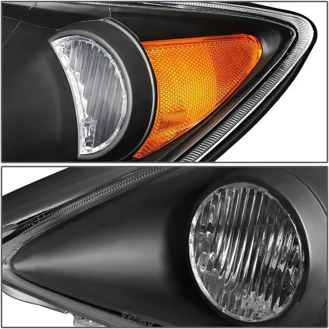 Alt view image 3 of 5 - DNA Motoring HL-OH-TCA05-BK-AM For 2005 to 2006 Toyota Camry XV30 Pair Black Housing Amber Corner Headlight Headlamps Left + Right OE Style