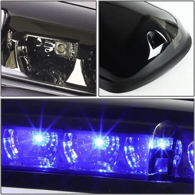 Alt view image 3 of 5 - DNA Motoring CBL-CSIL02-SM-B For 2002 to 2006 Chevy Silverado / GMC Sierra GMT800 LED Cab Roof Center Light + Pair Side Lamps (Smoked Housing Blue LED) 04 05