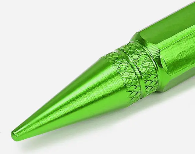 Alt view image 4 of 5 - DNA Motoring VCAP-ZTL-9006-GN 60mm Anodized Aluminum Spike Style Green Tire Valve Stem Caps (Pack of 4)