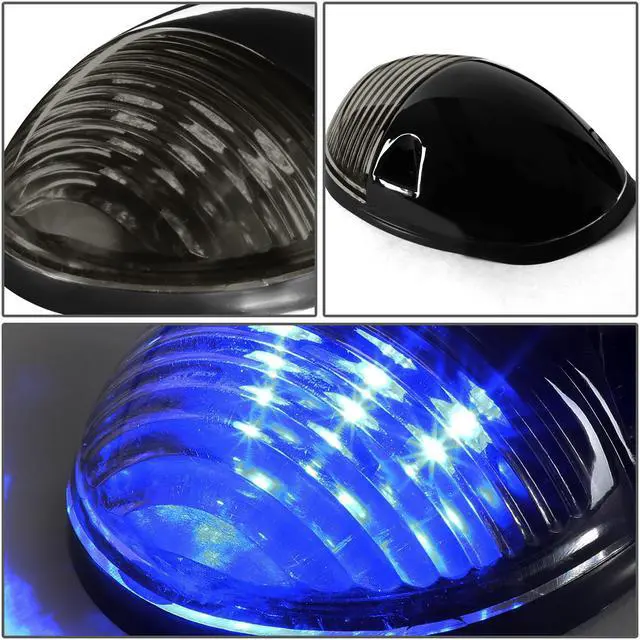 Alt view image 4 of 5 - DNA Motoring CBL-CSIL02-SM-B For 2002 to 2006 Chevy Silverado / GMC Sierra GMT800 LED Cab Roof Center Light + Pair Side Lamps (Smoked Housing Blue LED) 04 05