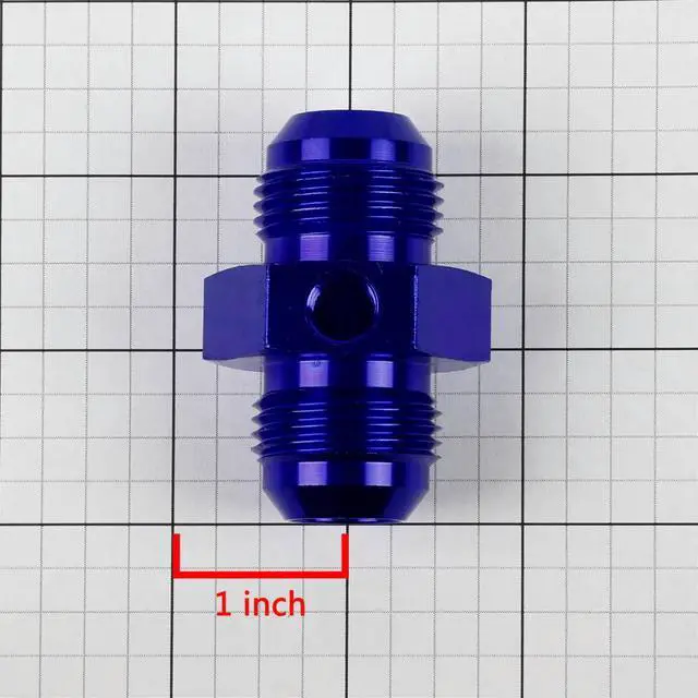 Alt view image 4 of 4 - DNA Motoring FT-1-9025-12-BL 12AN AN12 AN-12 Flare Union 1/8" NPT Side Port Aluminum Finish Fitting Adapter (Blue)