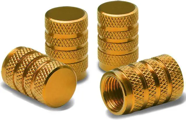 Alt view image 2 of 4 - DNA Motoring VCAP-RT-159-GD Alloy Coated Thread Aluminum Gold Chrome Tire Valve Stem Caps (Pack of 4)