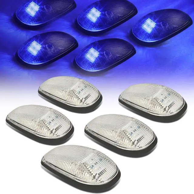 Main image of DNA Motoring CBL-DR99-CH-B For 1999 to 2001 Dodge Ram 1500 2500 3500 BE 5 X LED Cab Roof Top Lights (Chrome Housing Blue LED) 00
