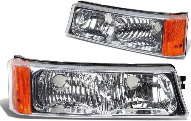 Main image of DNA Motoring BL-CS03-2P-CH-AM CHROME HOUSING CLEAR BUMPER LIGHT+CORNER SIGNAL FOR 03-07 SILVERADO/AVALANCHE