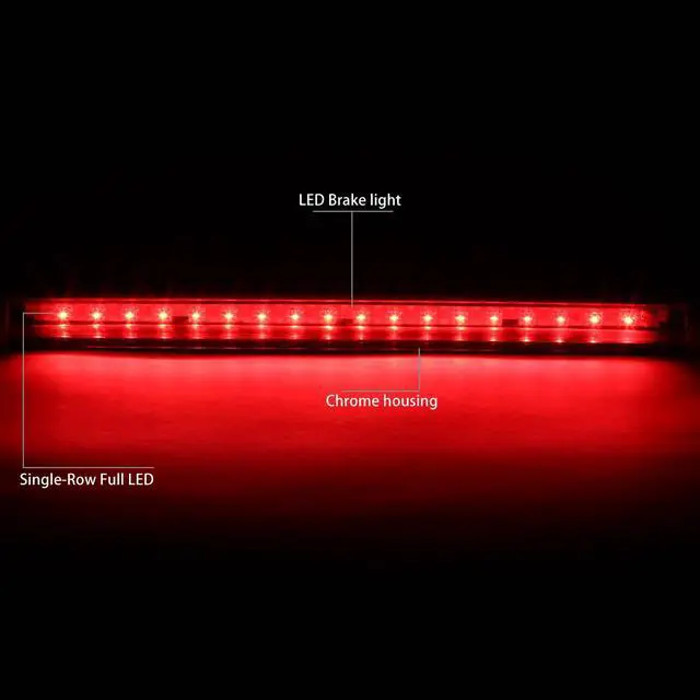 Alt view image 2 of 6 - DNA Motoring 3BL-S104D-LED-CH For 1992 to 2005 Chevy Blazer S10 Suburban GMC Jimmy S15 Yukon XL LED 3rd Third Tail Brake Light Rear Stop Lamp Chrome Housing 93 94 95 96 97 98 99 00 01 02 03 04