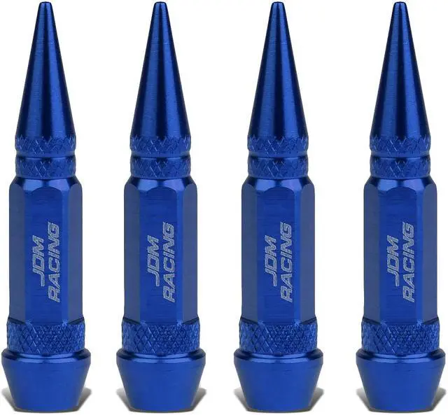Main image of DNA Motoring VCAP-ZTL-9006-BL 60mm Anodized Aluminum Spike Style Blue Tire Valve Stem Caps (Pack of 4)