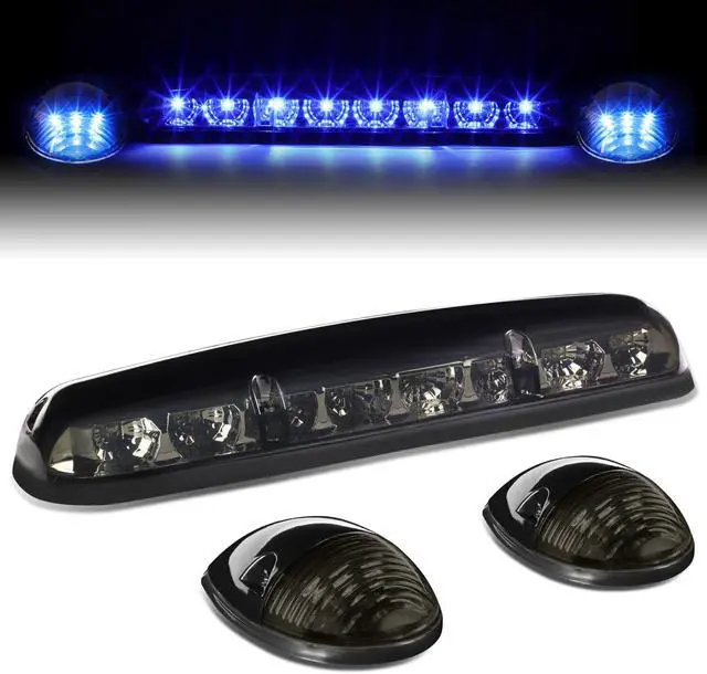 Main image of DNA Motoring CBL-CSIL02-SM-B For 2002 to 2006 Chevy Silverado / GMC Sierra GMT800 LED Cab Roof Center Light + Pair Side Lamps (Smoked Housing Blue LED) 04 05