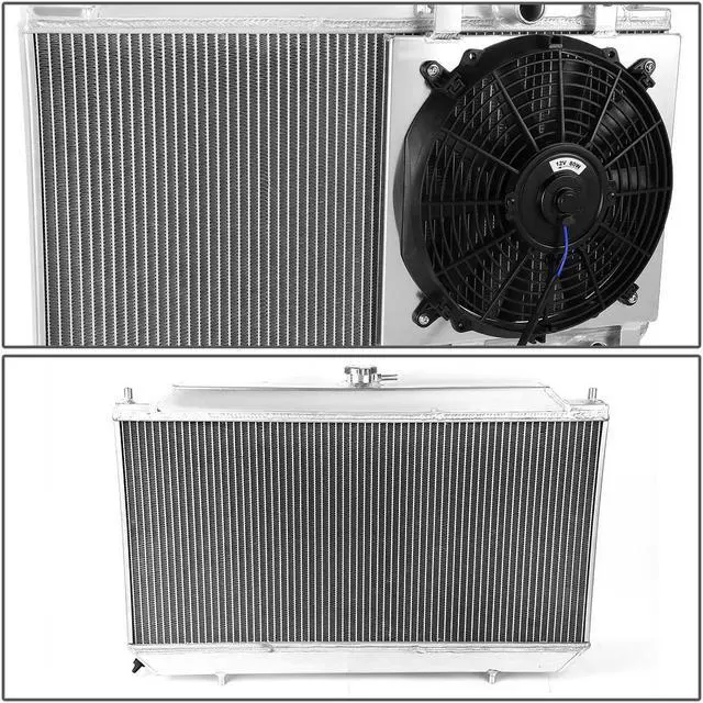 Alt view image 2 of 5 - DNA Motoring RA+FS-AI90-MT-2 For 1990 to 1993 Acura Integra High Performance 2-Row Dual-Core Aluminum Radiator w/ 12V Fan Shroud (One Fan) 91 92