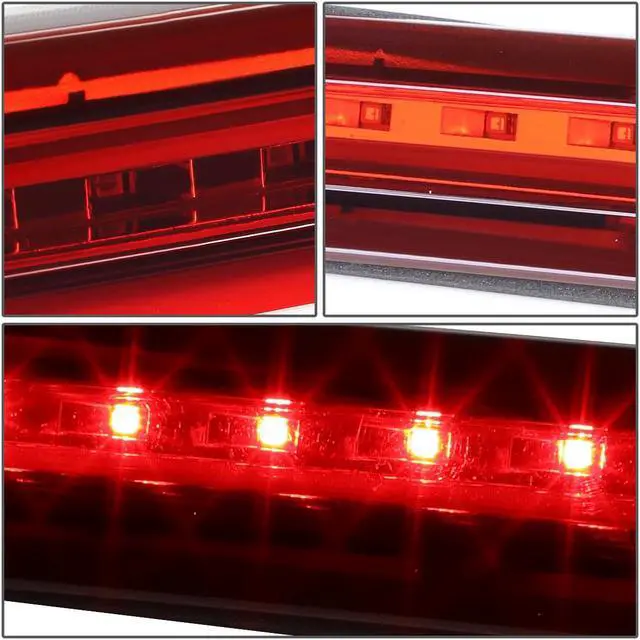Alt view image 3 of 7 - DNA Motoring 3BL-CX5-RD-CH For 2013 to 2016 Mazda CX5 Rear Center Full LED+Light Bar 3rd Third Tail Brake Lamp Red Housing 14 15